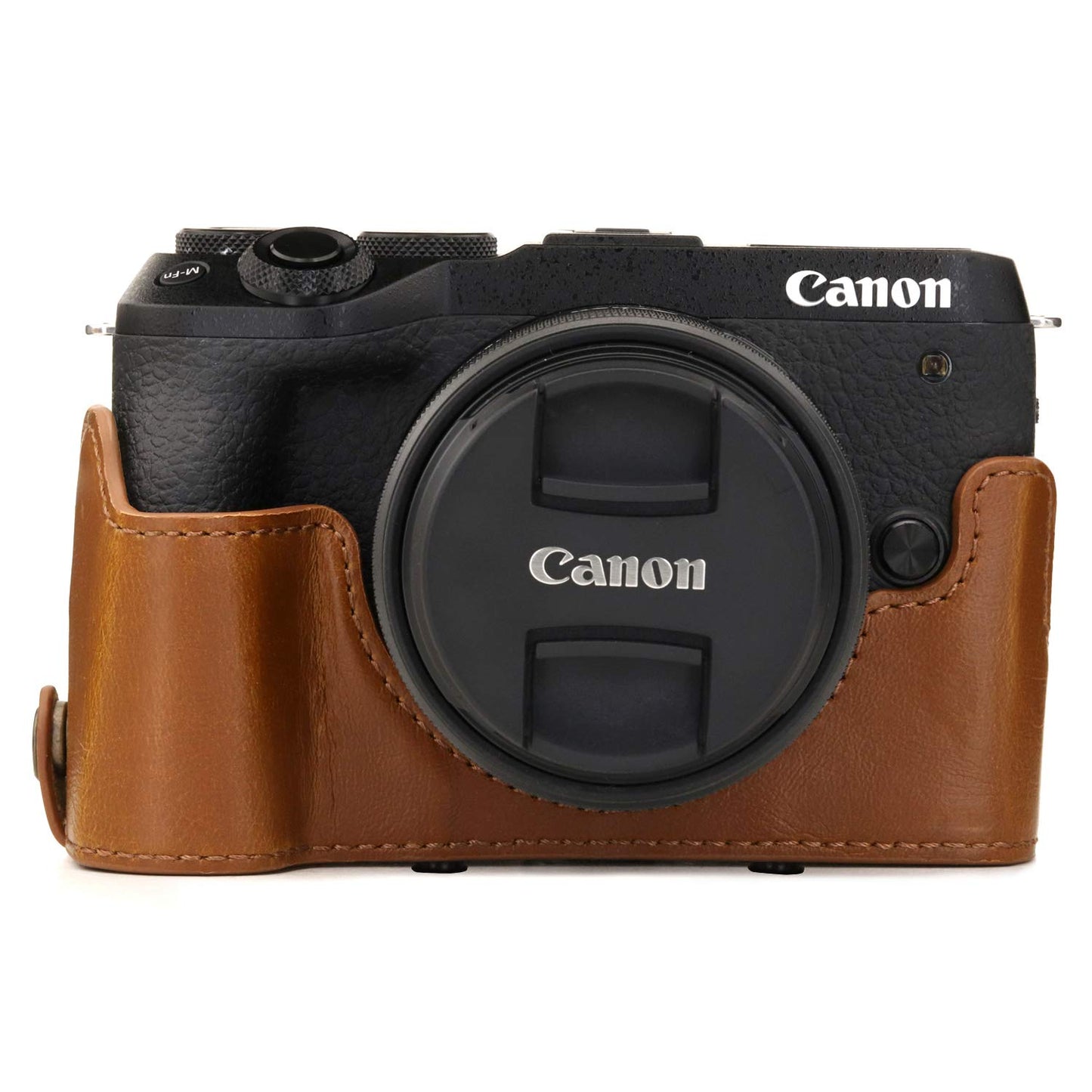 Megagear MG1752 Ever Ready Leather Camera Case Compatible with Canon EOS M6 Mark II (15-45mm) - Light Brown