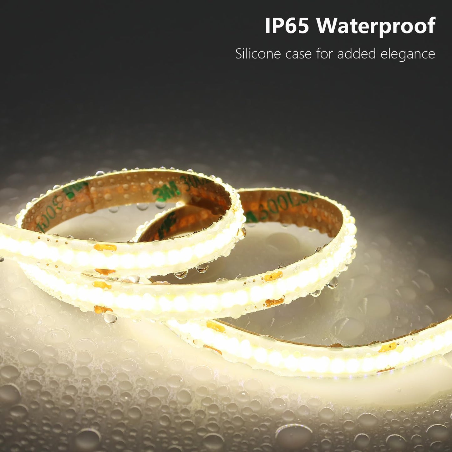 BENLUN 24V COB LED Strip Light Outdoor Waterproof 65.6ft (2 Rolls of 32.8ft), 4000K Natural White 11W/M 312LEDs/M CRI 93 LED Tape Light with Power