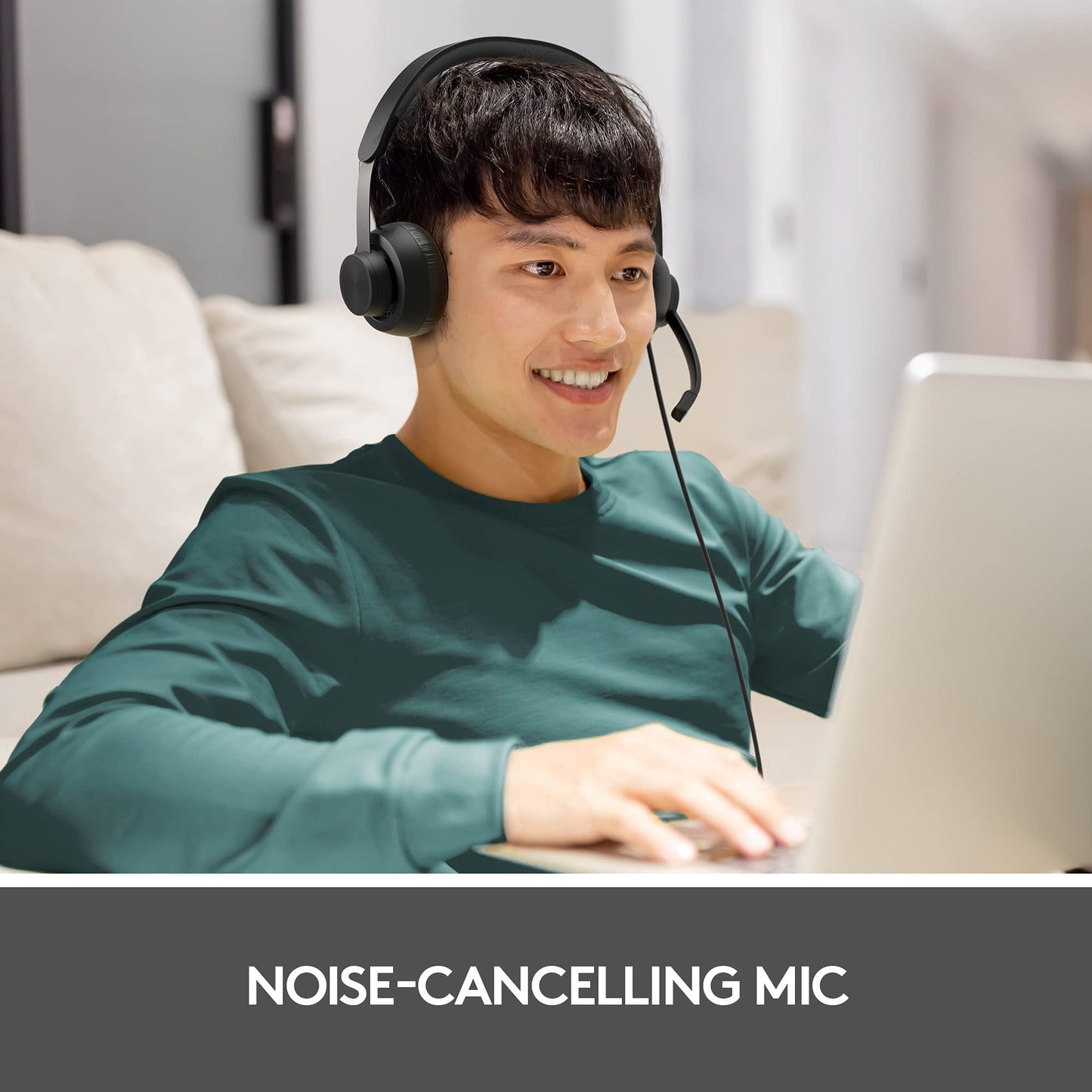 Logitech Zone 750 Wired On-Ear Headset with Advanced Noise-canceling Microphone, Simple USB-C and Included USB-A Adapter, Plug-and-Play Compatibility…