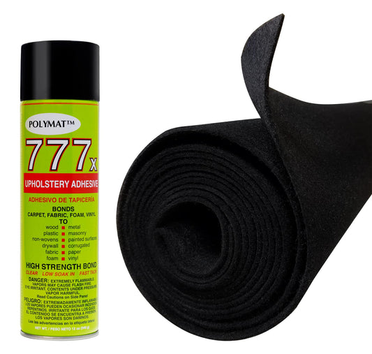 1 Glue+ 3ft x 48" (36"x48") Polymat Black Speaker Box Carpet + 777x Glue for Subwoofer,Cabinet,Car Audio,Boat,Trunk,Shelf,Roadcase,Underfelt