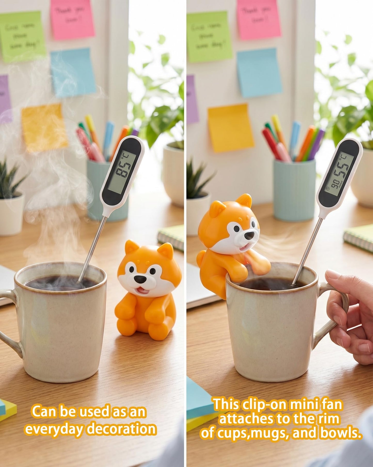 Clip-On Mini Fan for Cup & Bowl - Dog-Shaped Air-Blowing Cooling Attachment