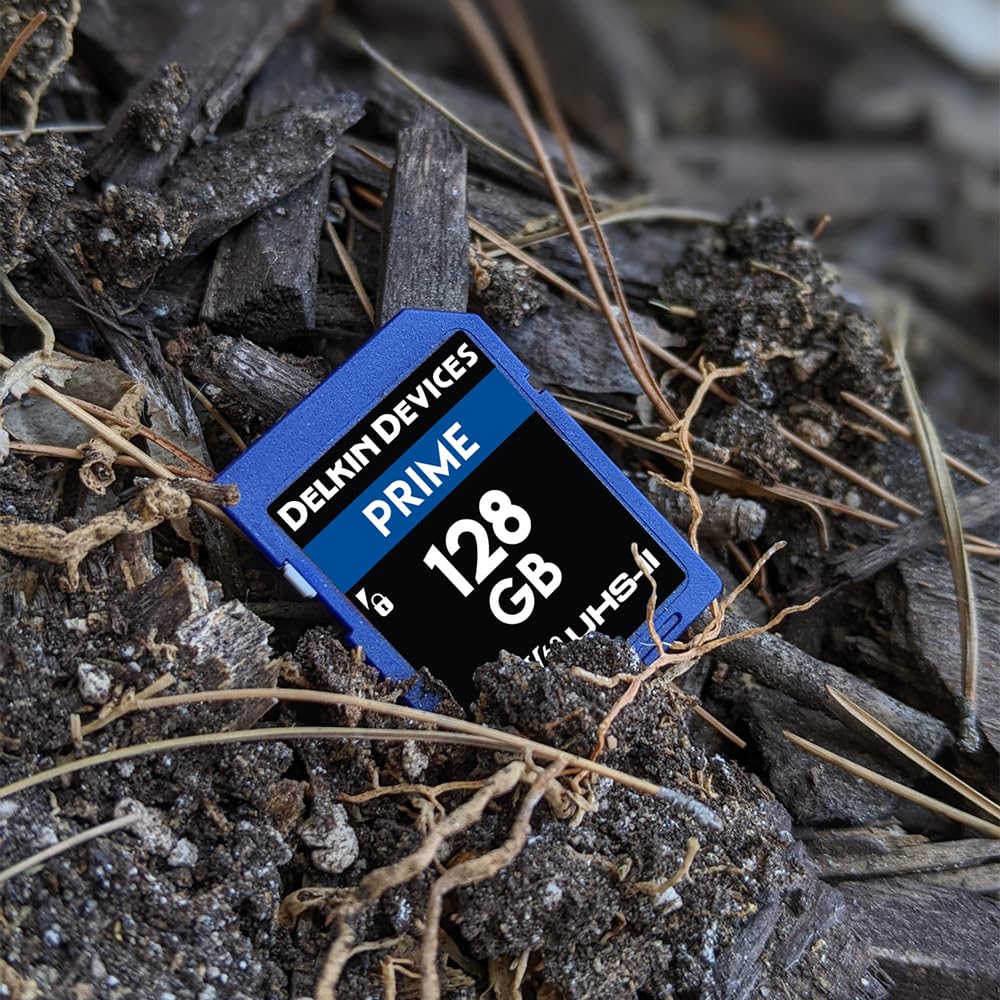 Delkin Devices Prime 128GB SDXC UHS-II Memory Card - 300MB/s Read, 105MB/s Write | Ideal for 8K, 4K, HDR, and 360º Video | High-Performance SD Card