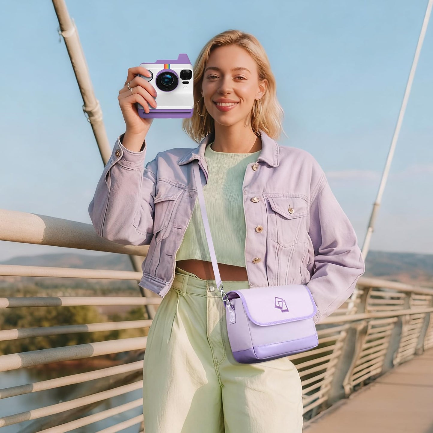 FINTIE Sling Camera Bag Compatible with Fujifilm Instax Mini 13/12/11/SE, Polaroid Now+ Generation 3rd/2nd/1st I-Type Film Camera Travel Crossbody