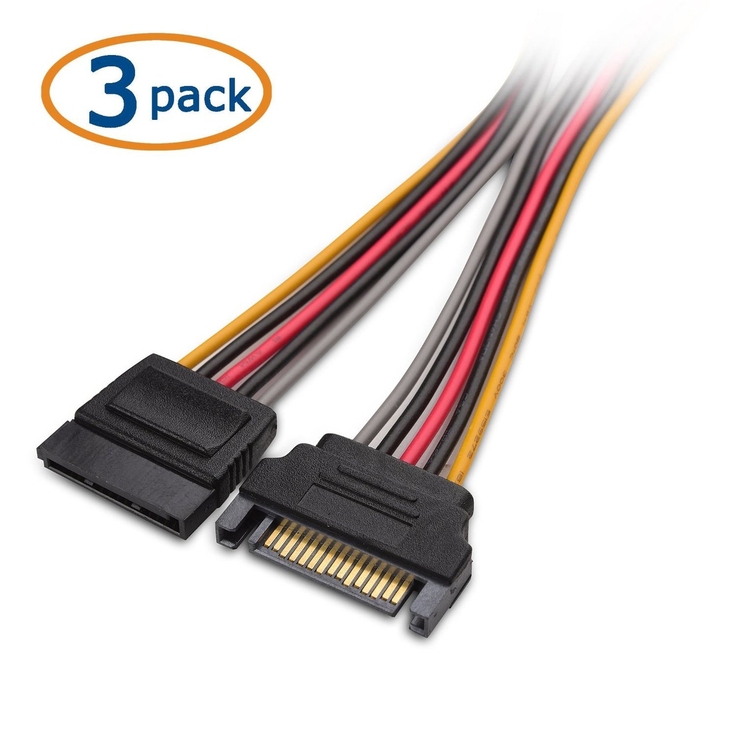 Cable Matters 3-Pack 15 Pin SATA Power Extension Cable - 8 Inches, SATA Power Cable for Hard Drive and SSD