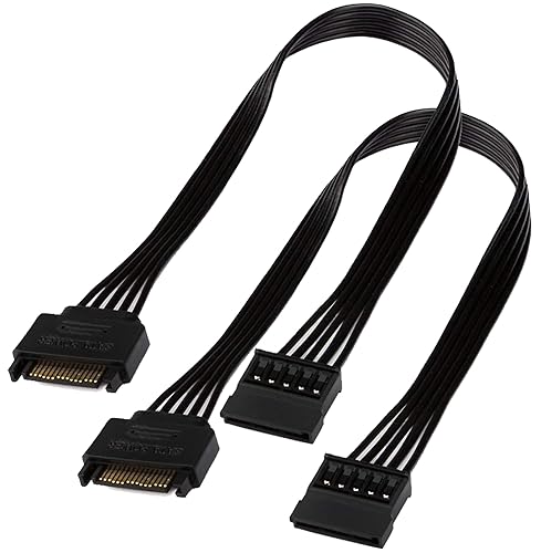 TeamProfitcom SATA Power Extension Cable, 15 Pin SATA Male to Female Extender Power Cable Adapter for Hard Drive Disk HDD, SSD (2 Pack) 24 Inches