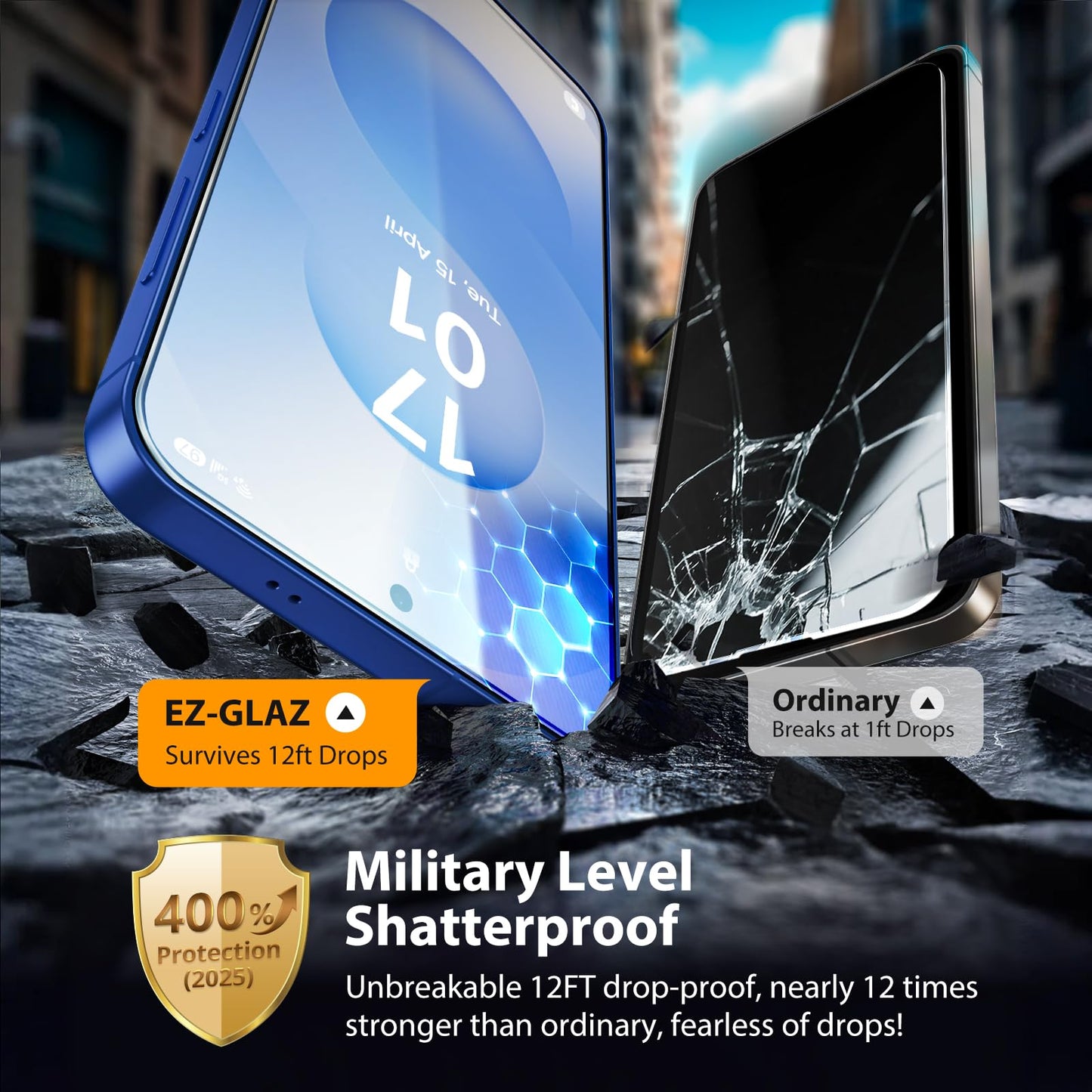 EZ-GLAZ-4 Pack for Samsung Galaxy S25/ S24 Screen Protector [6.2"], Fingerprint Unlock, 9H Tempered Glass, Scratch Resistant, with Installation Box