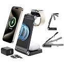 Magnetic Wireless Charging Station, 3 in 1 Fast Max Charging for iPhone 17 16 15 14 13 12 Pro Max Plus, Apple Watch, Air Pods Pro - Space-Saving