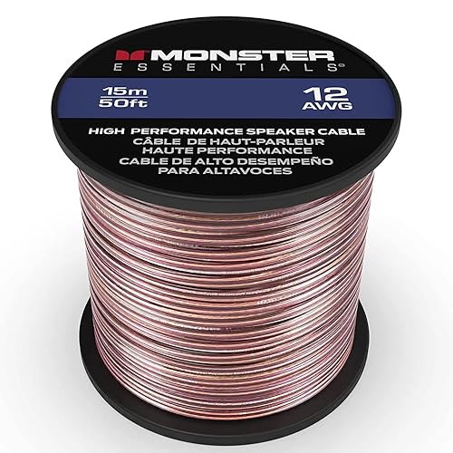 Monster XP Copper Clad Aluminum (CCA) Speaker Wire 12 Gauge Cable 50 FT Spool - Ideal for Home Cinema Cables and Car Audio Cable
