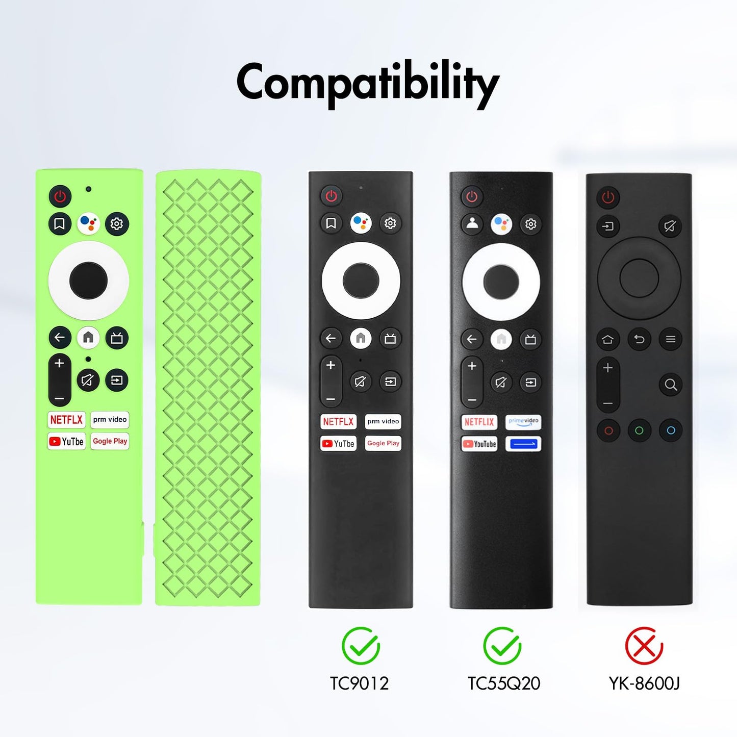 LEFXMOPHY Glow Case for Skyworth 55Q20 TC9010 TC9012 RHA-T2 Remote Control Silicone Cover Protective Sleeve Glow in Dark?Lime Green