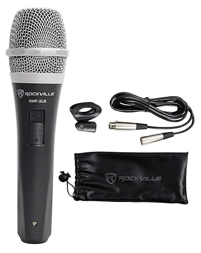 Rockville RMP-XLR Dynamic Super Cardioid Microphone, 10ft XLR Cable, Rugged Plastic Body, Clear Sound, M-06 Cartridge, for Vocals and Instruments