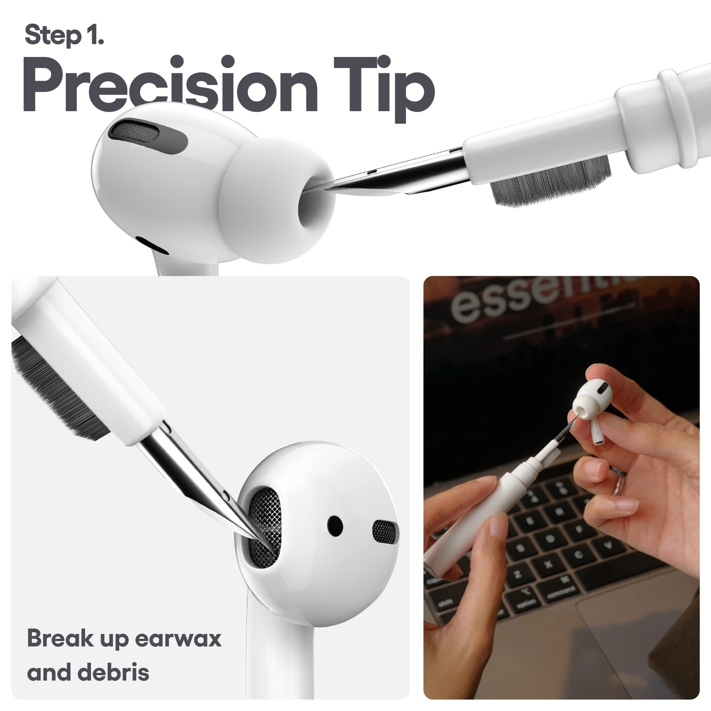 KeyBudz Air Care AirPods Cleaning Kit Accessories Set - Safely Sanitize, Clean and Maintain Your AirPods, AirPods Pro and Other Earphones - Includes