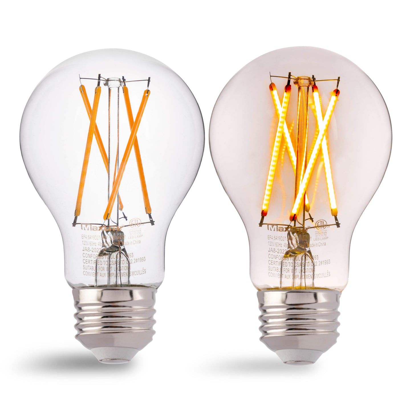 Maxlite EF8.5A19D927/JA81 8.5W A19 Dimmable LED Bulb, Enclosed Clear Filament, 2700K Warm White Light, JA8 Listed - CRI 90, 60W Equivalent, 800