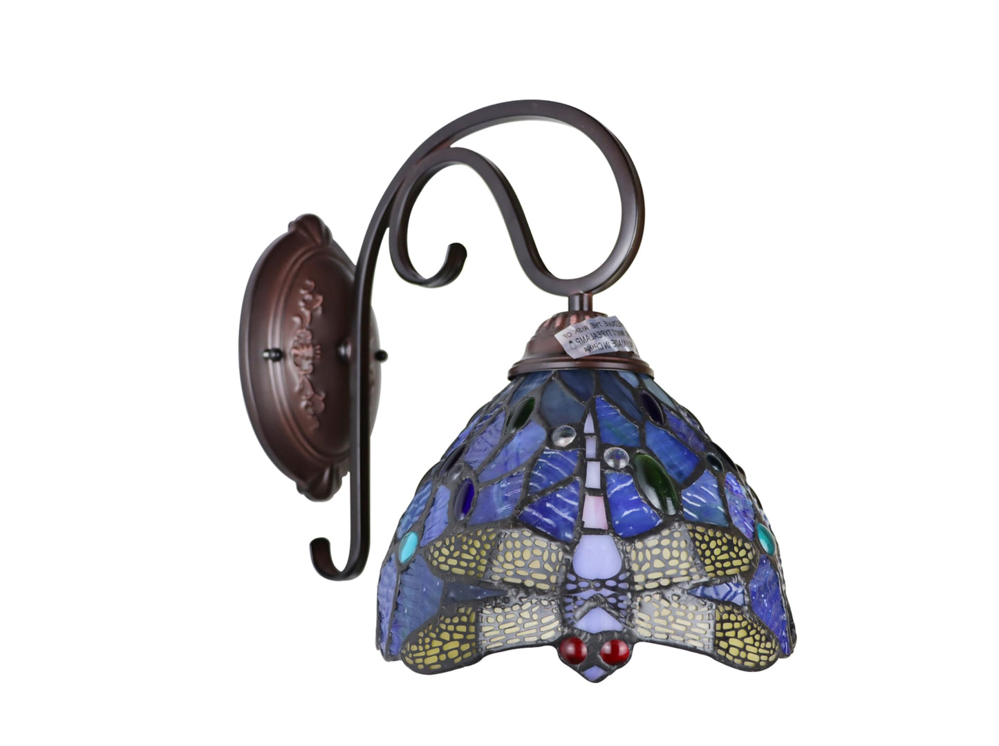 Chloe Lighting SUNNIVA Dragonfly Tiffany-Style Dark Bronze 1 Light Wall Sconce 8" Wide