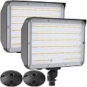 WHLED 2Pack Dusk to Dawn Outdoor 100W LED Flood Light with Knuckle & Plate Mount, 3000K/4000K/5000K Color Selectable, ETL Commercial LED Security