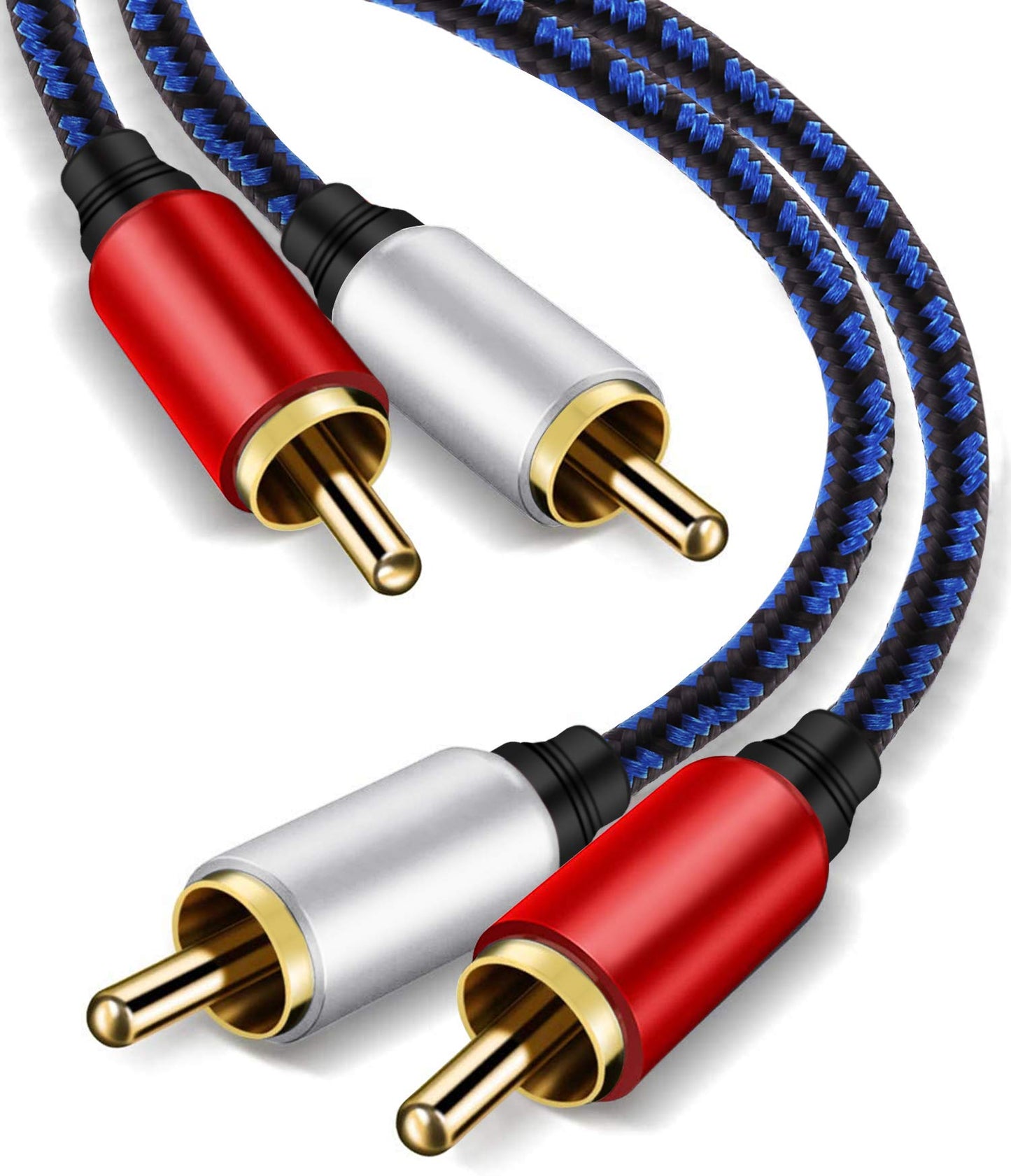 NC XIQN RCA Cable 25Feet. 2RCA Male to 2RCA Male Stereo Audio Cable Nylon Braided, Double Shielded RCA to RCA Audio Cable for Home Theater, HDTV