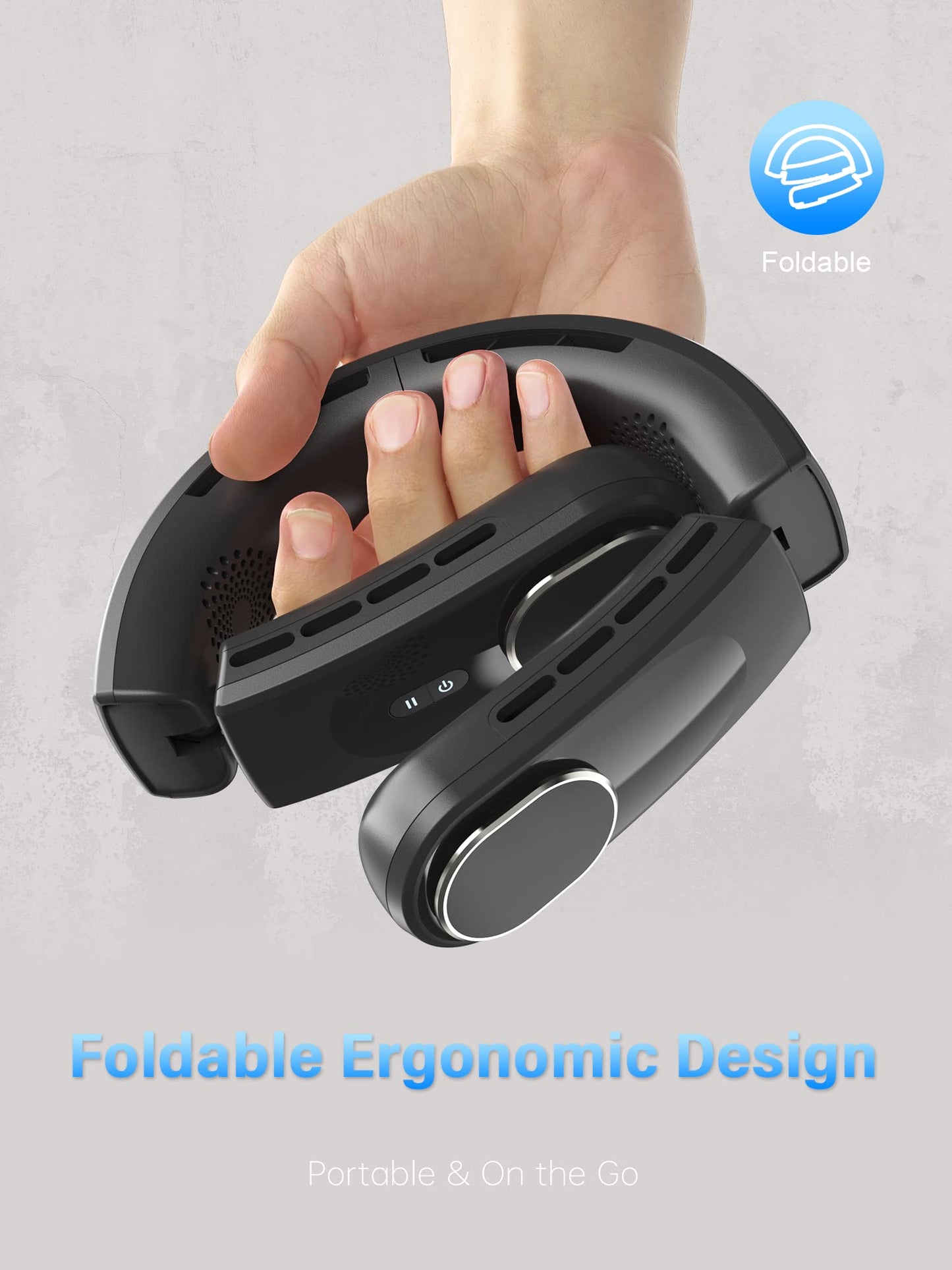 Neck Fan with Dual Motor 200% Strong Airflow - 8000mAh Portable Fan, Personal Fan with Adjustable Airvents,Quick Charging,4 Speeds, Cooling Fan