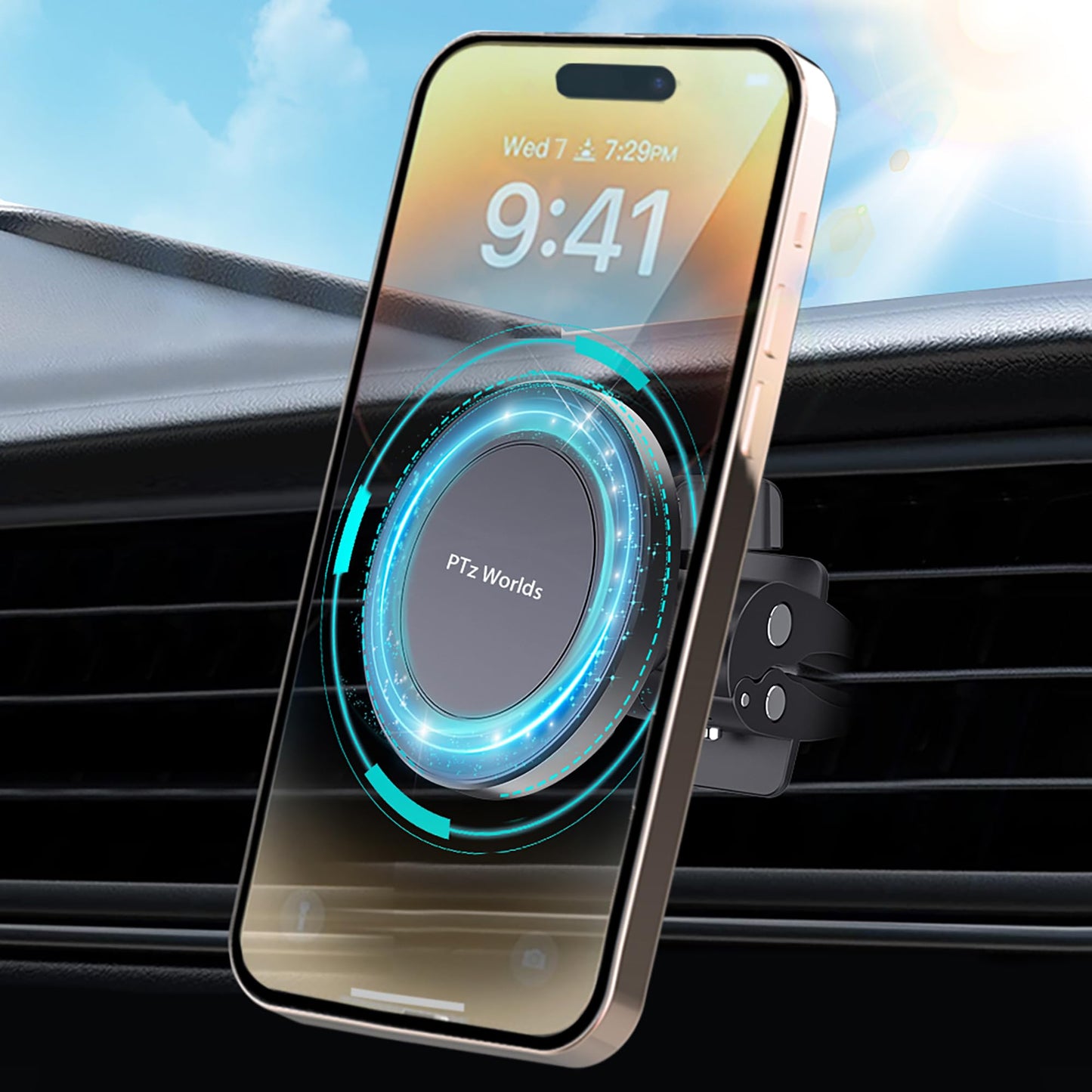 Car Vent Phone Mount - Magnetic Phone Holder for Car, Very Strong Magnet, Upgrade Adjustable Screw AC Mount, Compatible with MagSafe, iPhone, Galaxy