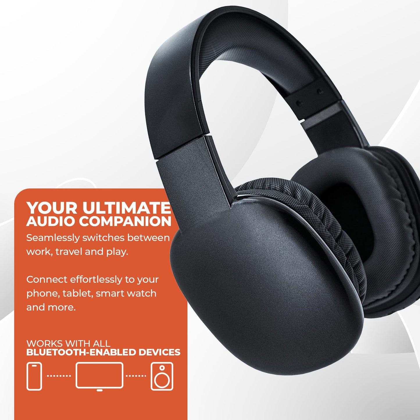 iJoy Ultra Wireless Over-Ear Bluetooth Headphones with Mic, Up to 10 Hours Playtime, Bluetooth Headset 33Ft Range with Backup AUX Cable & SD Slot…