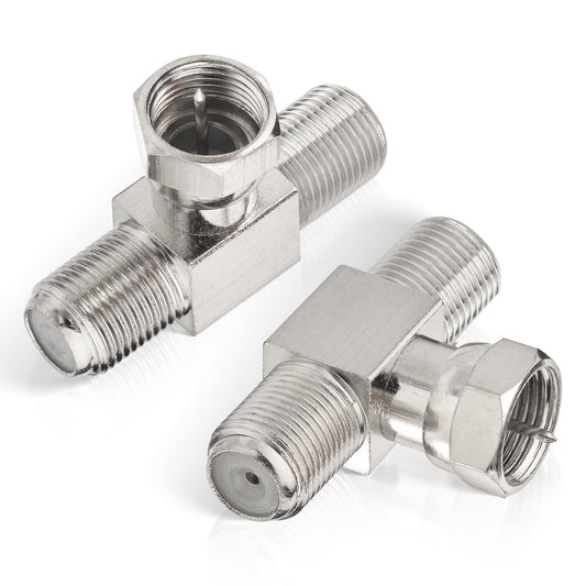 wlaniot F Type Splitter 3 Way Connector F Male to Dual F Female Coaxial Connector Adapter for TV Video VCR Antenna TV Cable Satellite Tuner Antenna