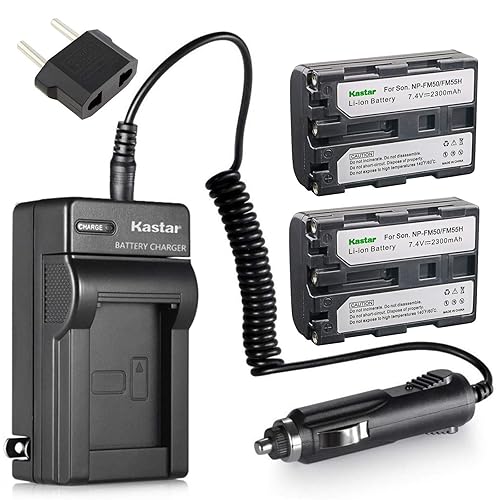 Kastar 2 Pack Battery and Charger Replacement for Sony NP-FM30 NP-FM50 NP-FM55H Battery and Sony DSC-F707 DSC-F717 DSC-F828 DSC-R1 DSC-S30 DSC-S50