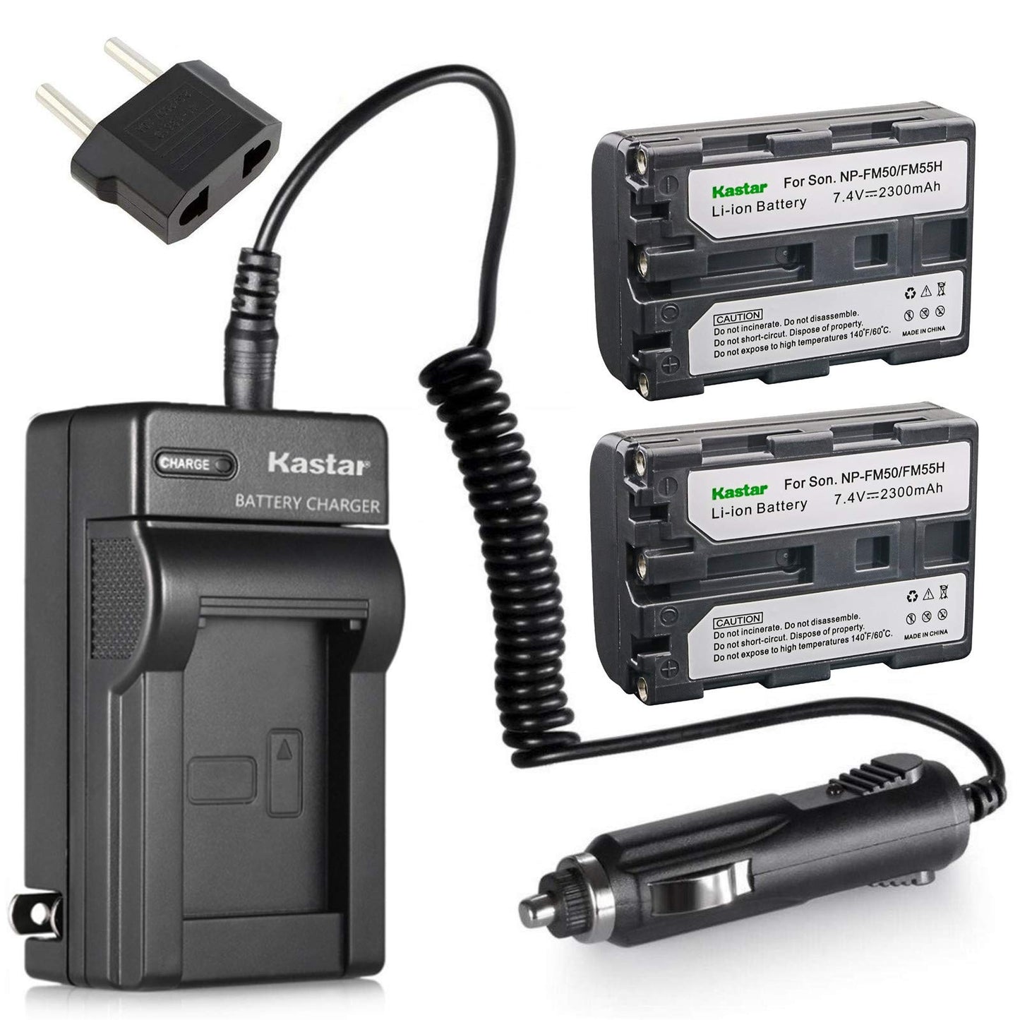 Kastar NPFM50 Battery (2-Pack) + Charger for Sony NP-FM30 NP-FM50 NP-FM51 NP-QM50 NP-QM51 NP-FM55H and CCD-TR DCR-PC DCR-TRV DCR-DVD DSR-PDX GV HVL