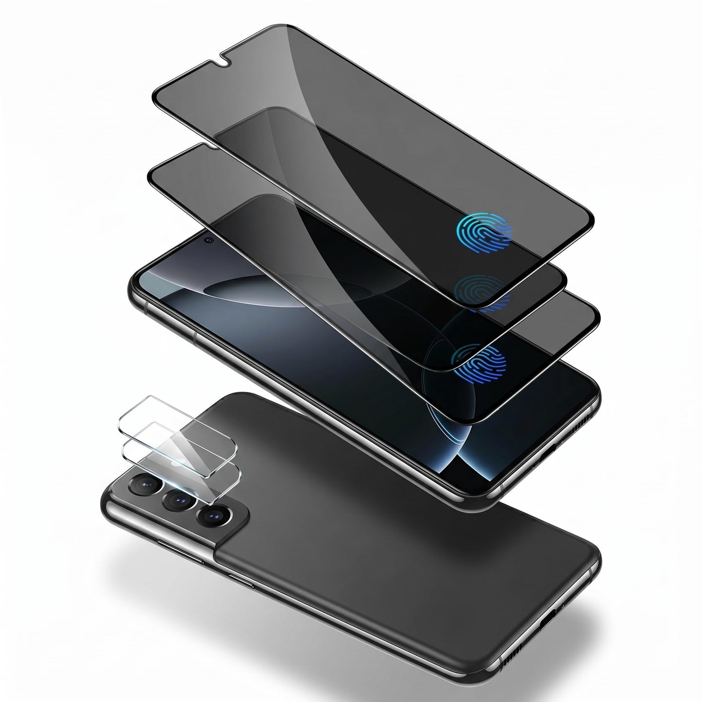 3+2 Pack Galaxy S25 Screen Protector and Camera Lens Protectors, 9H Hardness, 3D Full Coverage, Ultrasonic Fingerprint Compatible, Anti Bubble Easy