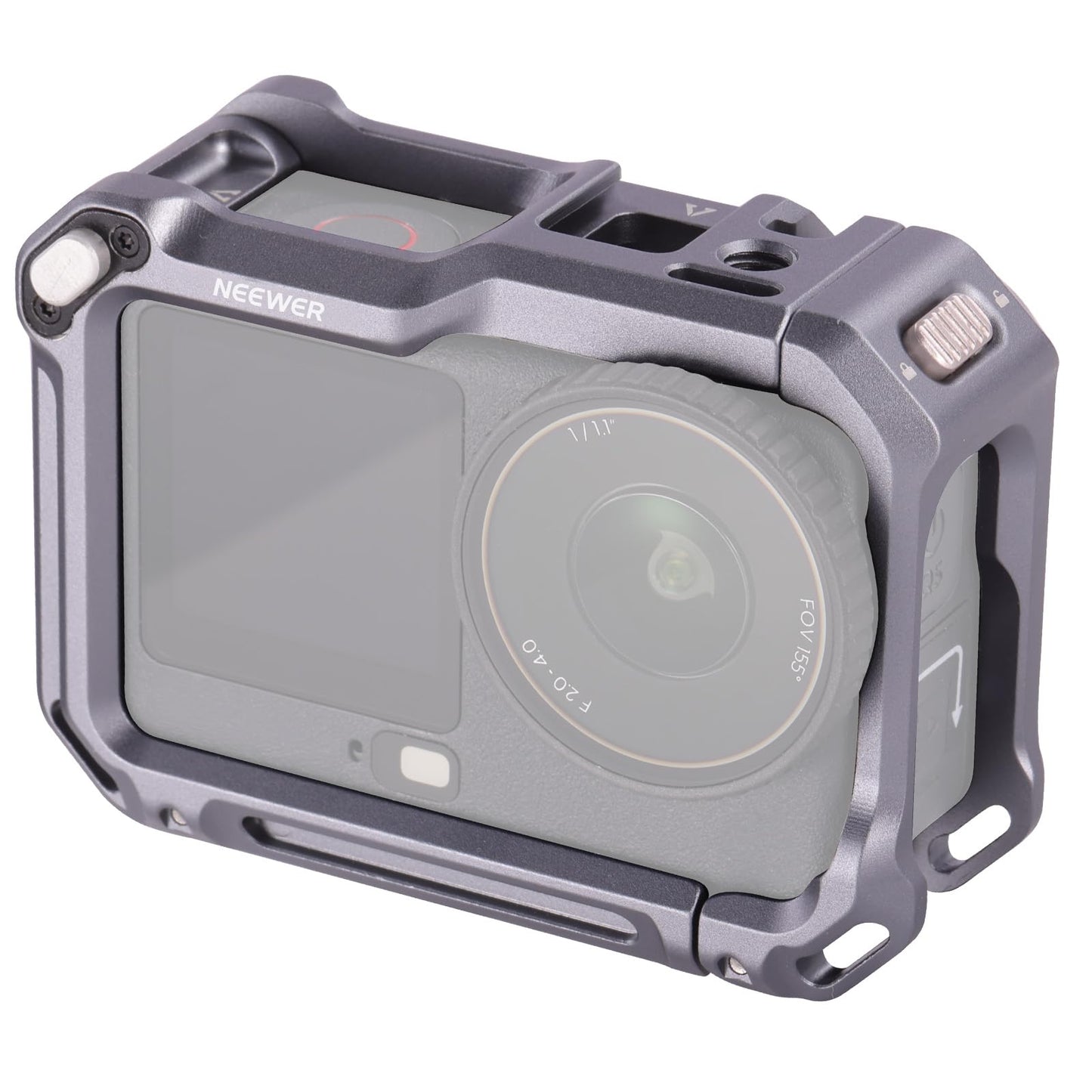 NEEWER Protective Cage Compatible with DJI Osmo Action 6, Aluminum Quick Release Expansion Frame Case Action Camera Accessories, 1/4" Thread & Cold