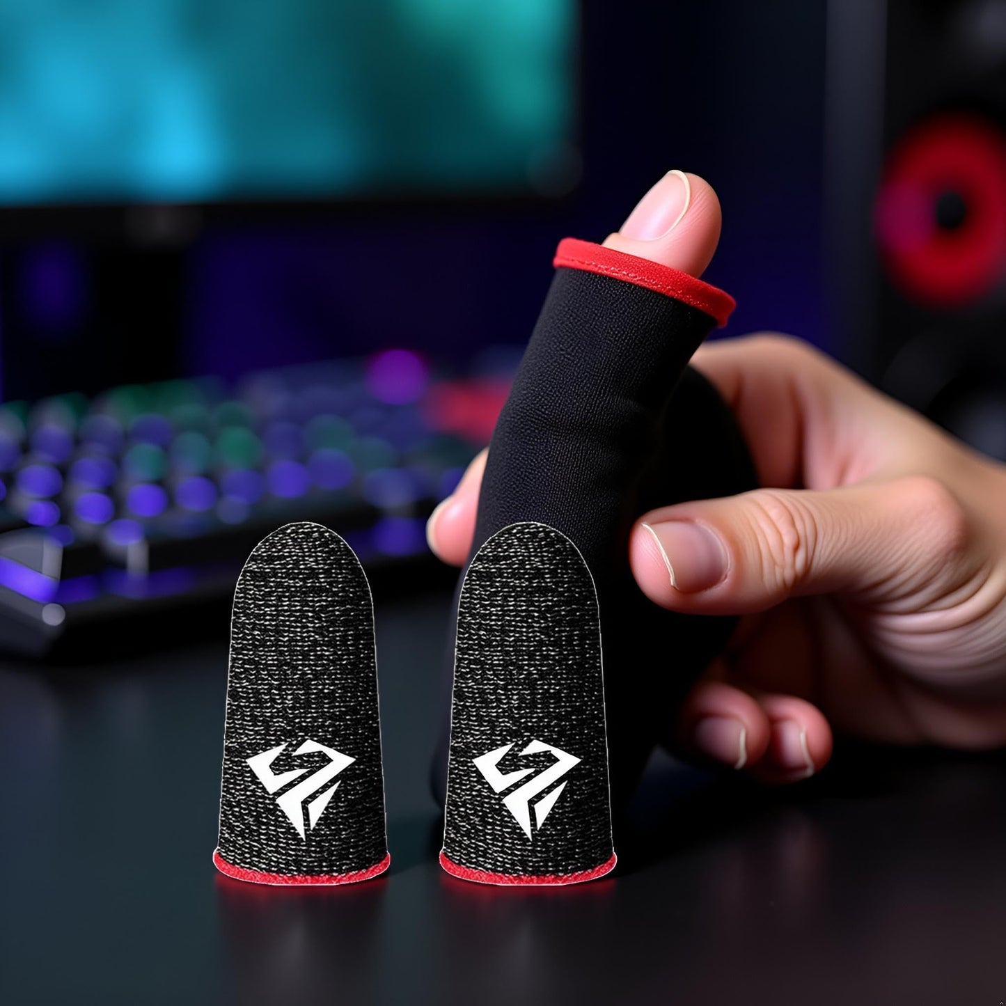 1 Pair for Pubg Mobile Games Gaming Finger Sleeve Breathable Fingertips Sweatproof Fingertip for Mobile Cove Slip,Finger Sleeves Gaming Accessories