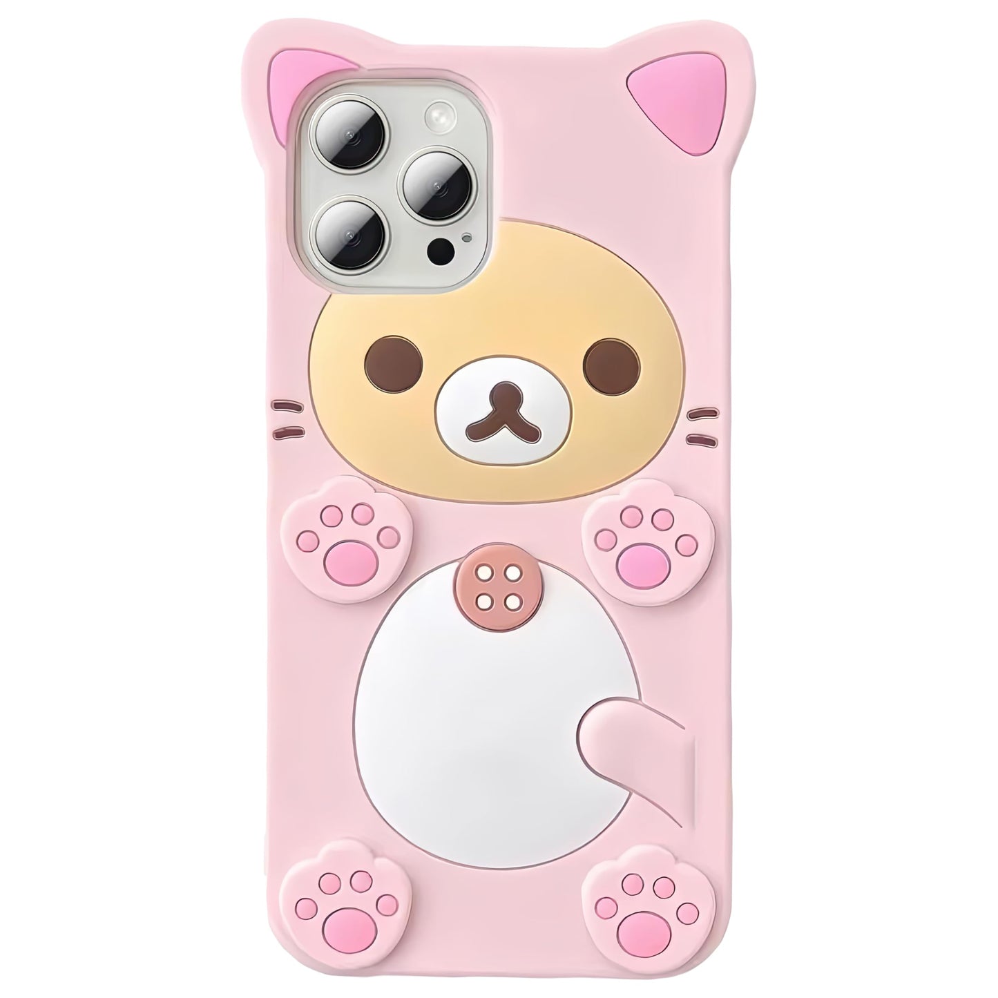 IAIYOXI 3D Cute Cartoon Bear Phone Case for iPhone 14 - Fashionable and Stylish - Funny Pink Bear Design - Soft TPU Protective Case - Kawaii Silicone