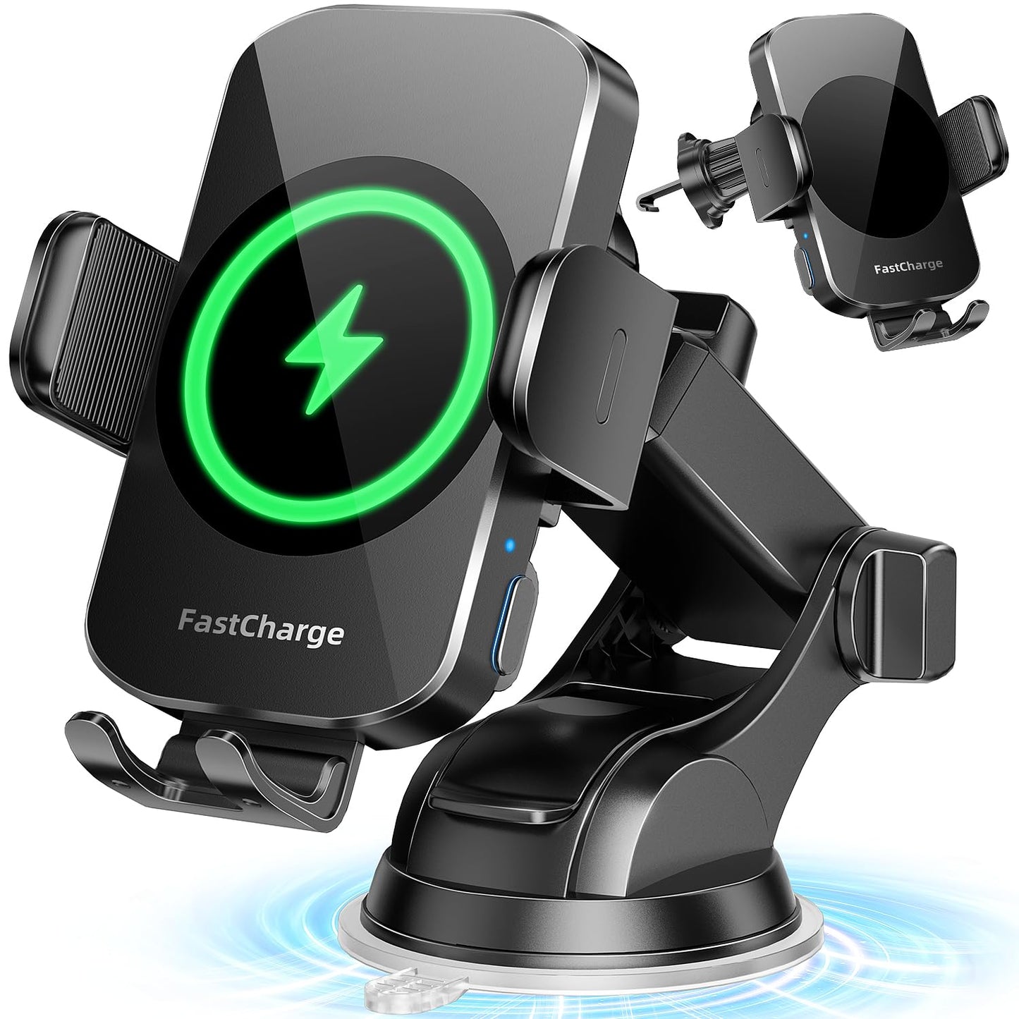 BothLin 3-in-1 Wireless Car Charger Mount, 15W Fast Charging Auto-Clamping Phone Holder for iPhone 17 16 15 14, Samsung Galaxy S24 S23, Dashboard