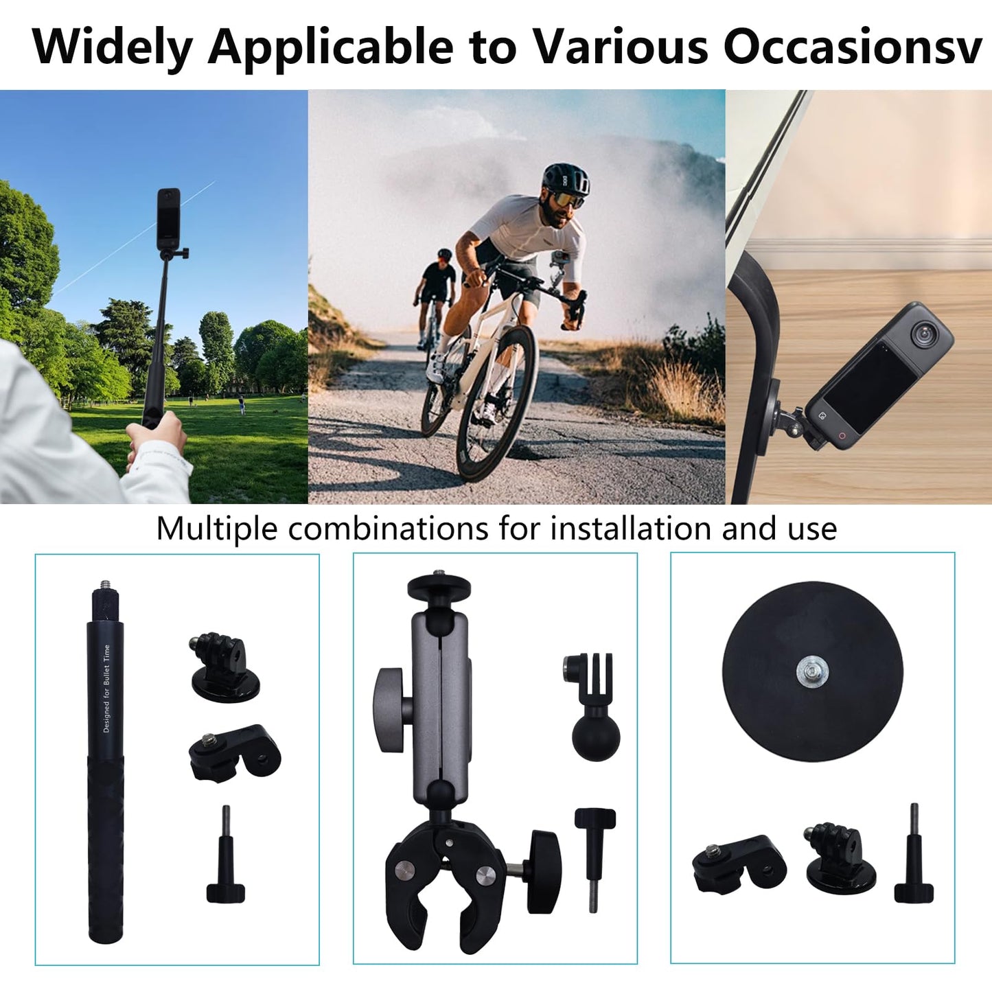 EIOYUMY Accessories Kit for Insta360 X5 / X4 Camera, Including Magnetic Mount, Selfie Stick, Tripod, Chest Strap, Headband, Bicycle Clip, Suitcase