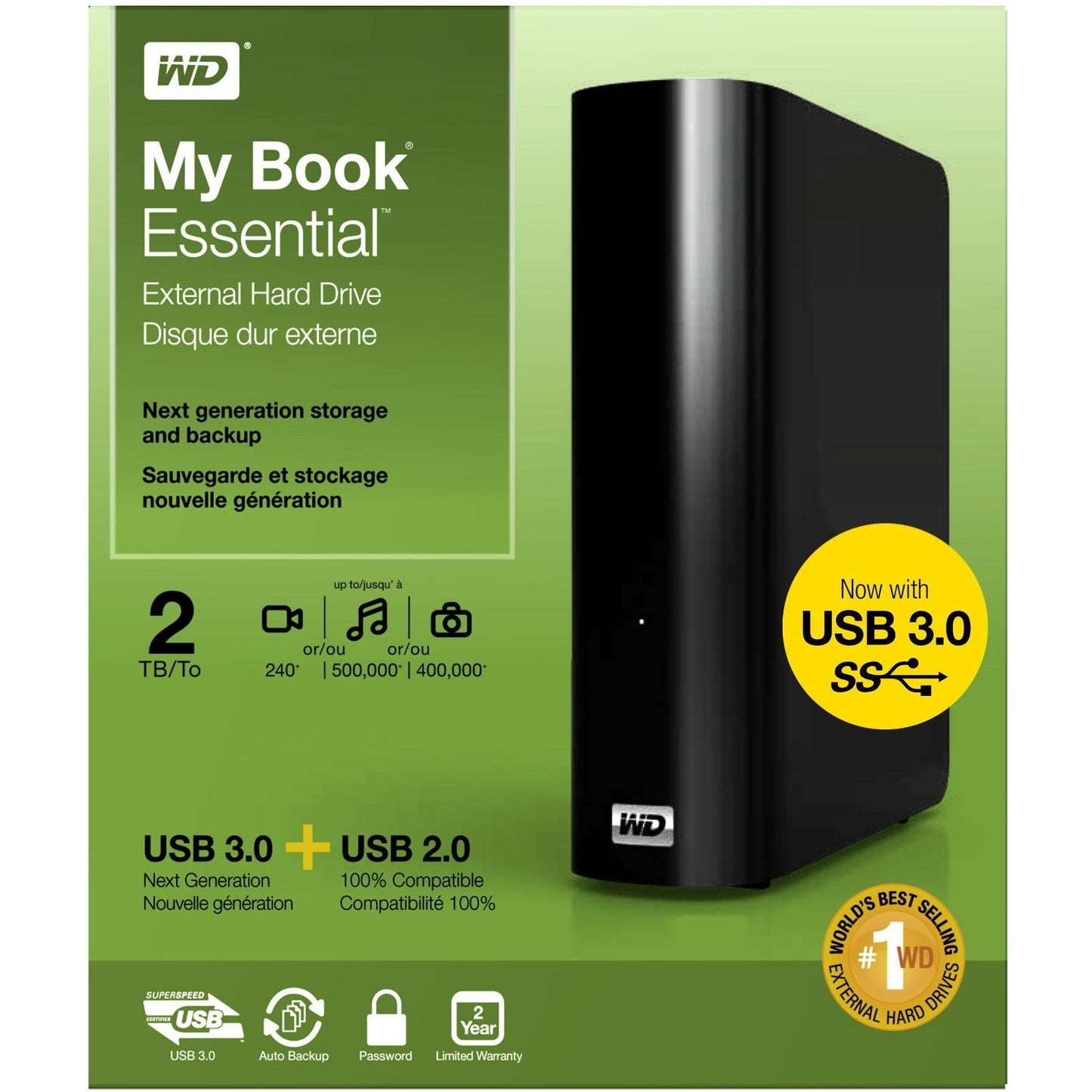 WD My Book 2TB External Hard Drive Storage USB 3.0 File Backup and Storage
