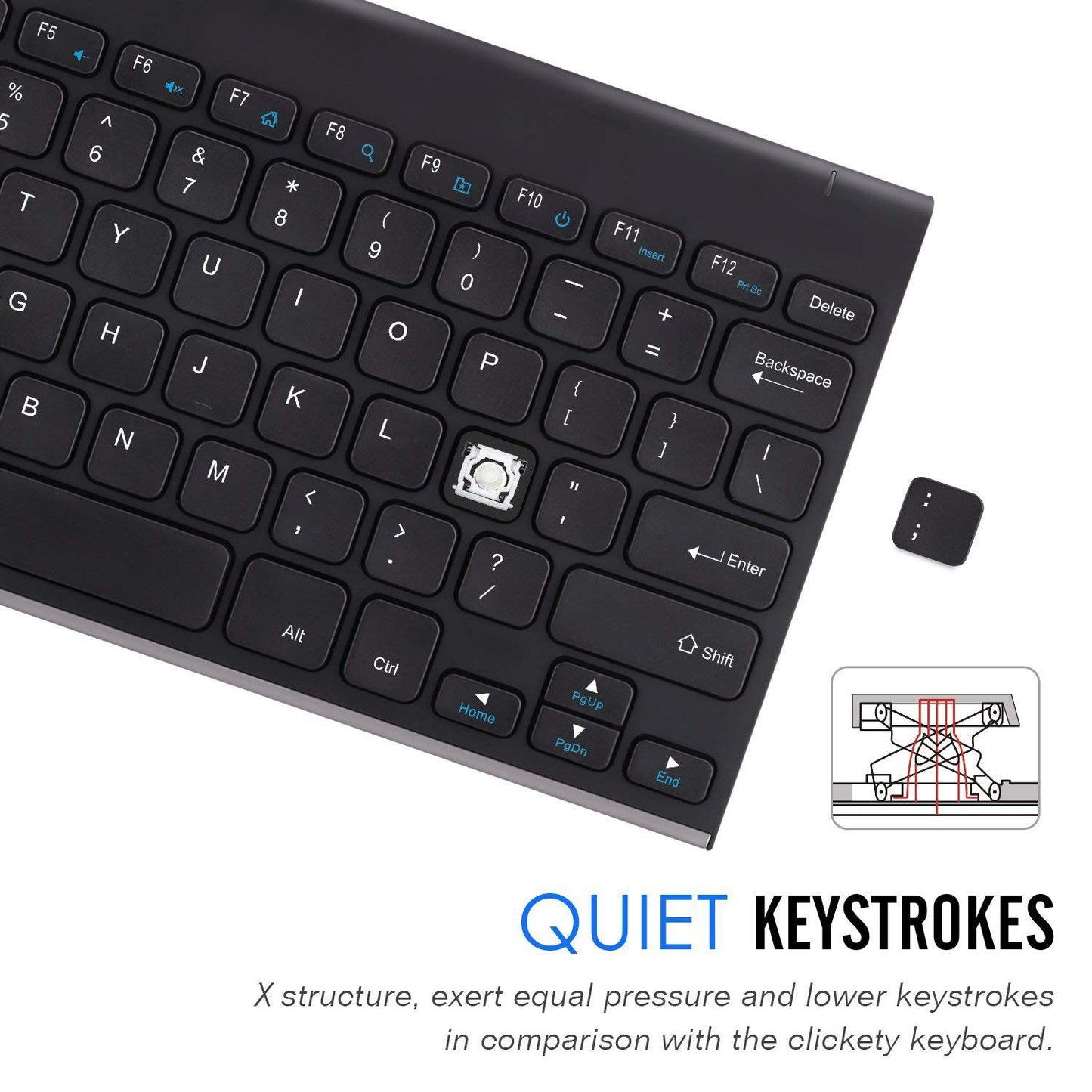 Arteck 2.4G Wireless Keyboard Stainless Steel Ultra Slim Keyboard for Computer/Desktop/PC/Laptop/Surface/Smart TV and Windows 11/10 / 8/7 / Vista/XP