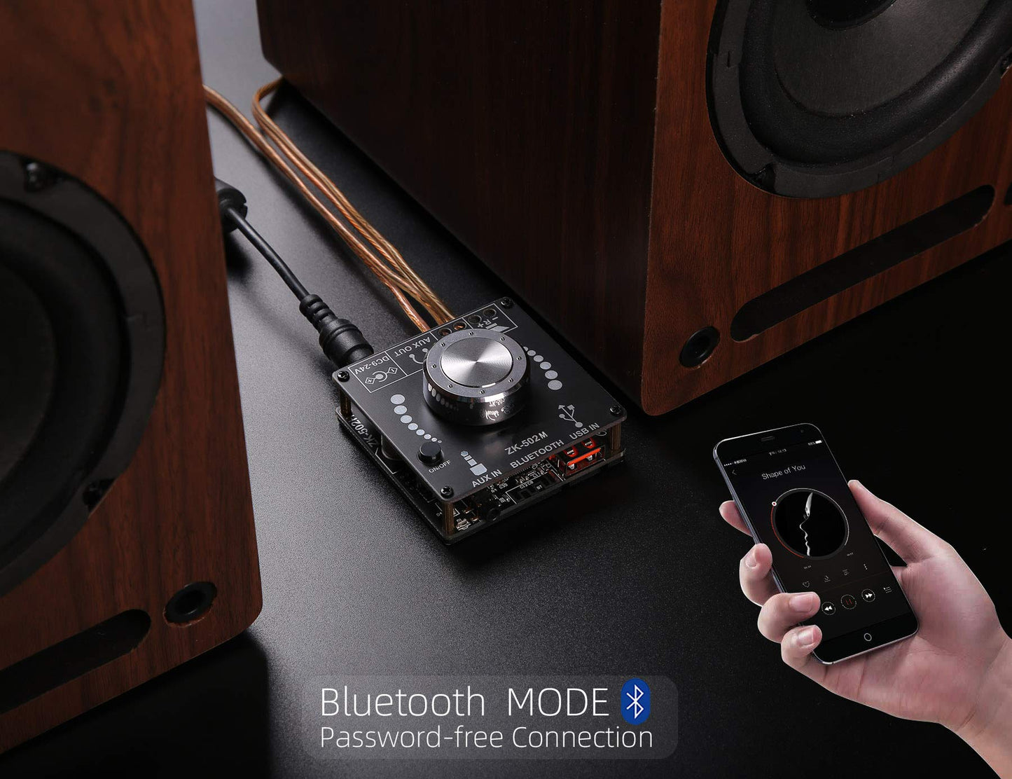 DAMGOO Mini Bluetooth Amplifier 50W+50W Dual Channel Stereo Power Output,DC 12V, Bluetooth+ AUX+ USB Input