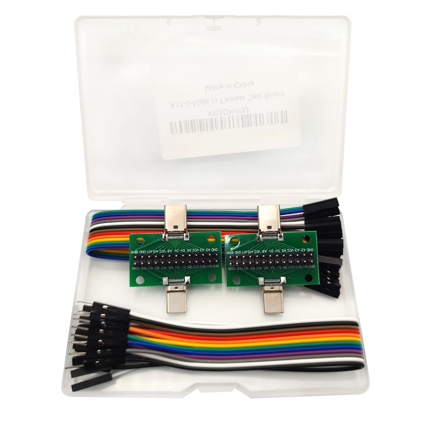 minidodoca 2 Pcs USB 3.1 Type-C Male to Female Test Board with PCB Board 24 Pins 2.54 mm Double-Sided Socket with pin Header Connector,Dupont Wire…
