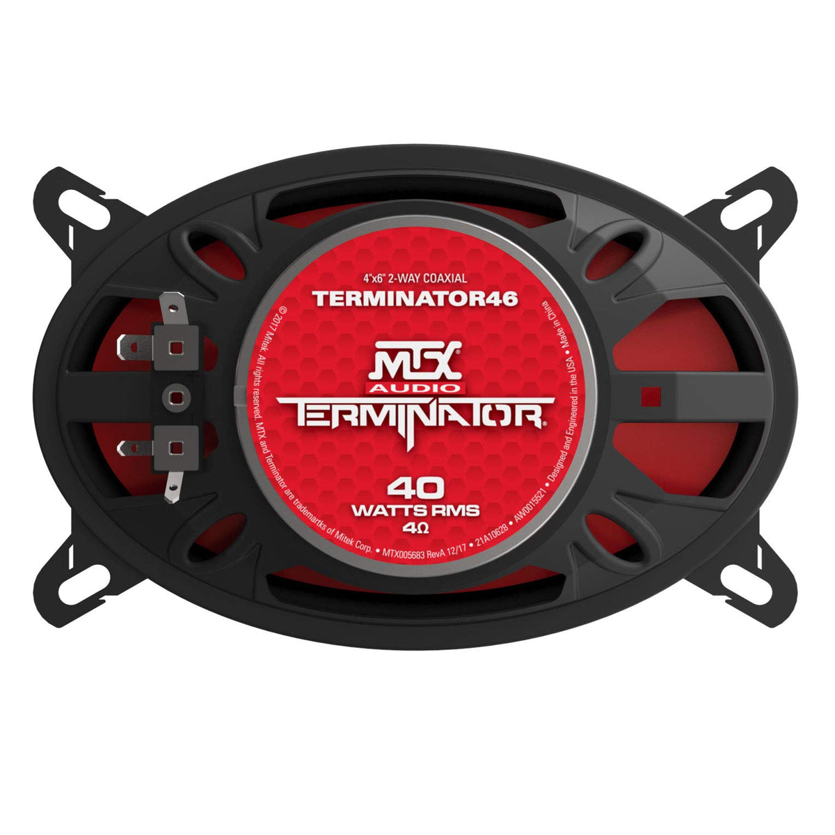 MTX Terminator46 Durable 40 Watt RMS 4 x 6 Inch 2 Way Polypropylene Coaxial Car Speakers with Durable Steel Basket and Mylar Dome Tweeter