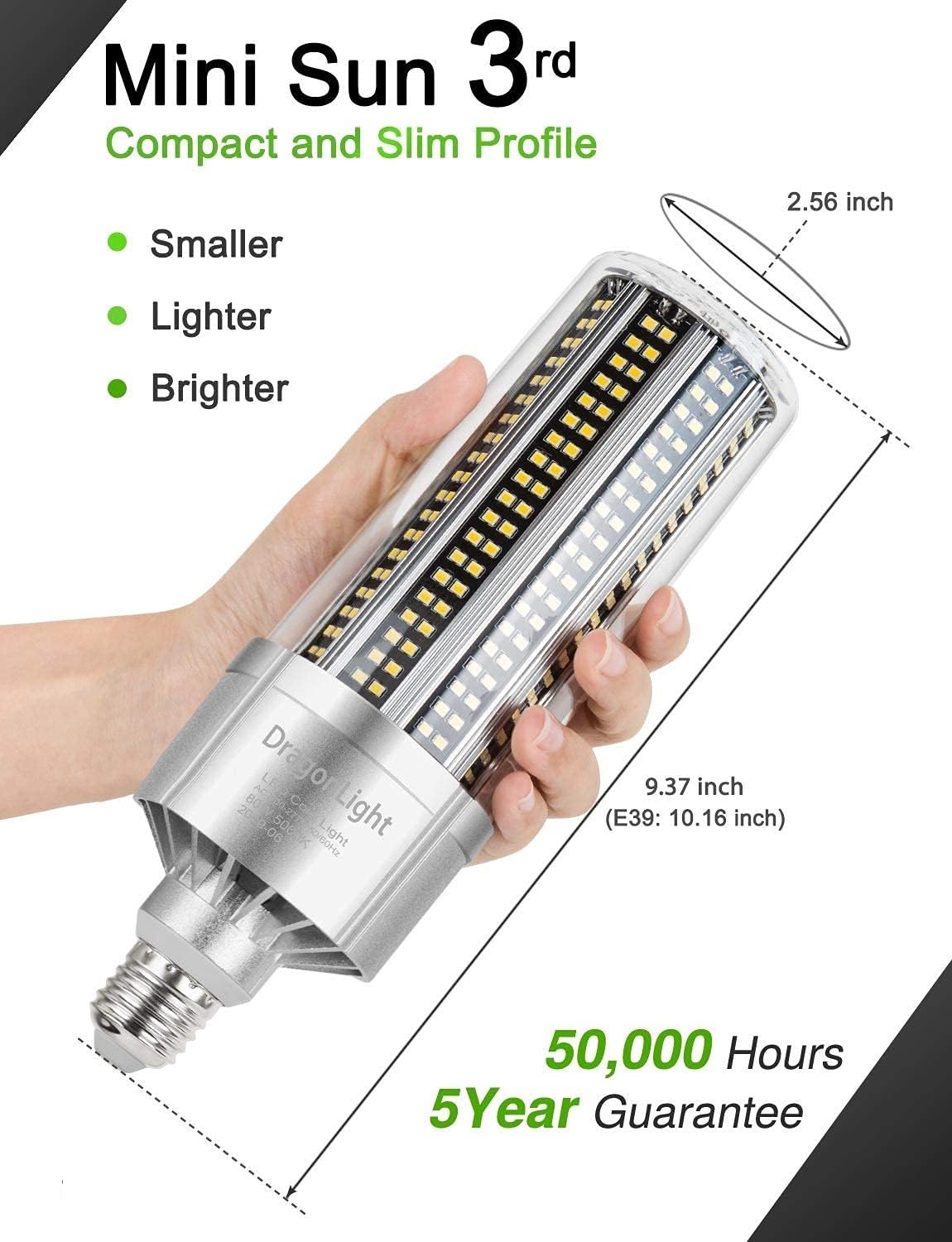 DragonLight 120W Commercial Grade Corn LED Light Bulb(400 Watt Metal Halide/HID/HPS Replacement) E26/E39 Large Mogul Base LED Lamp 5000K Daylight