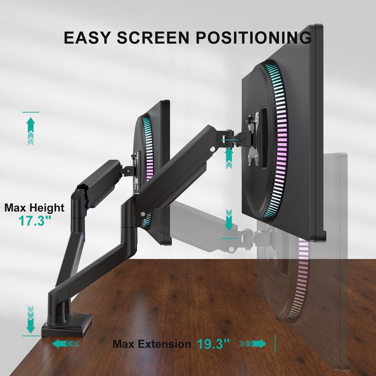 WALI Dual Monitor Stand for 13-32 inch Computer Screens, Dual Monitor Arms for 2 Monitors Holds up to 22 lbs, Height Adjustable Dual Monitors Mount