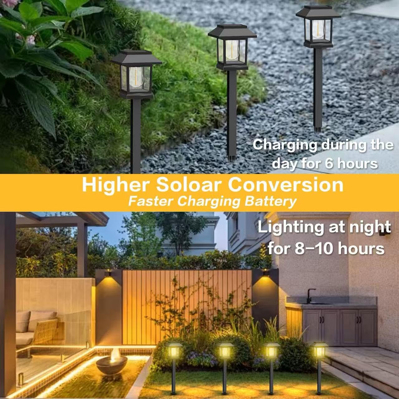 Solar Pathway Lights , 4Pack Upgraded Brighter Solar Garden Lights Garden decor, Up To 10 Hours Outdoor Solar Lights for Yard Landscape Lighting Path