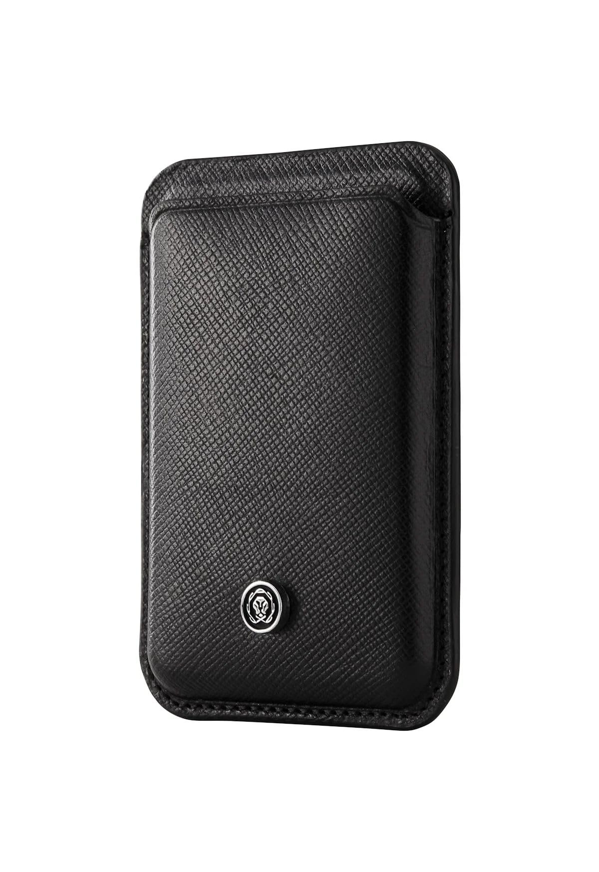 Cross Magnetic Phone Wallet, Cell Phone Card Holder, RFID-Blocking, Genuine Saffiano Leather Wallet Attachment for Mobile - Black