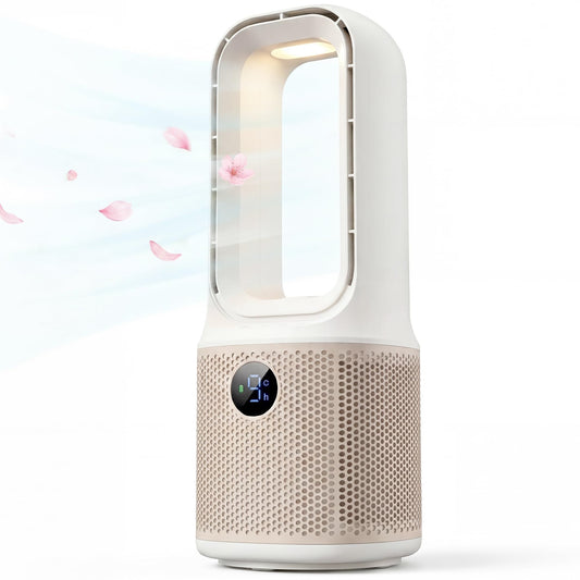 Bladeless Desk Fan, USB Rechargeable, Quiet, 9 Speeds, 60° Oscillation