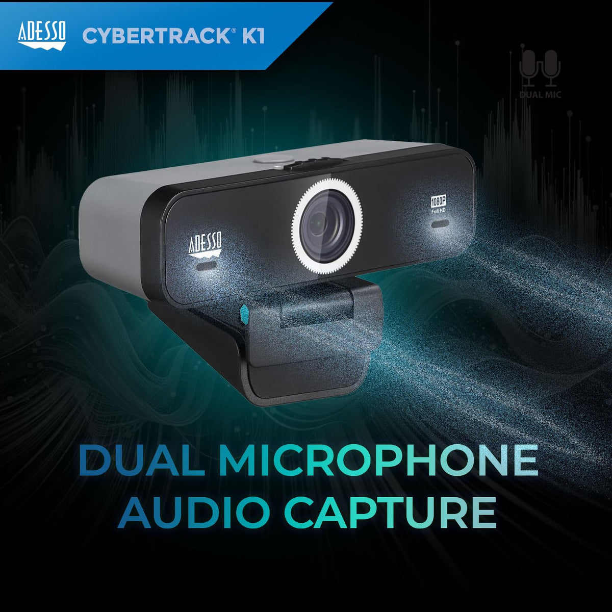 Adesso CyberTrack K1 1080P Full HD Fixed Focus USB Webcam