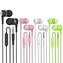 4 Packs Wired Earbuds with Microphone,Earbuds Headphones Tangle Free,in Ear Earbud Deep Bass Clear Sound,Noise Isolating,Fits Earphones 3.5mm Jack