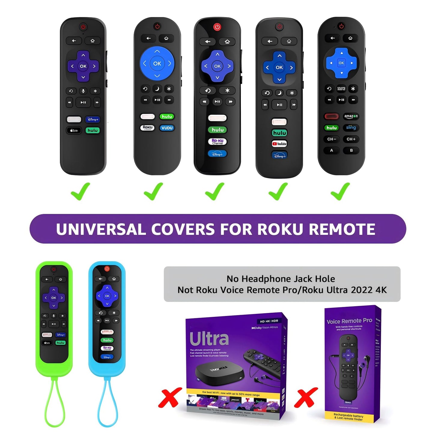 [3Pack] Climberer Remote Case Cover Compatible with TCL/Hisense roku TV |Sharp Roku TV | Roku Express 4K+?Glow in The Dark Makes it Easy to find