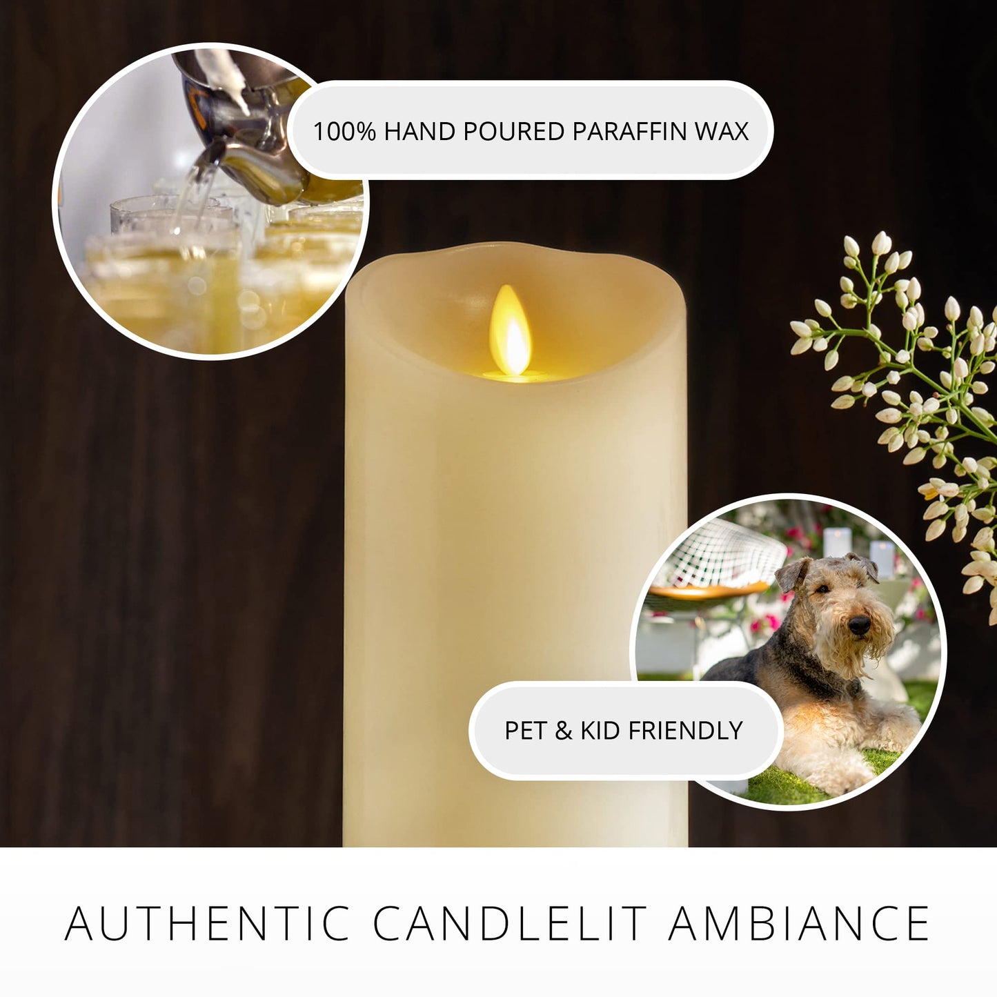 Darice LM357B Luminara Realistic Artificial Flame Pillar Candle with Timer, 7-Inch, Ivory