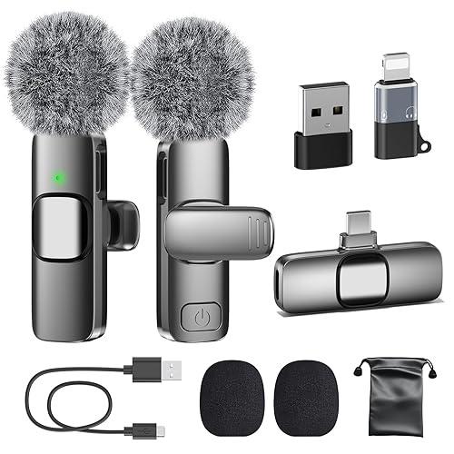 PoP voice USB C Mini Microphone for iPhone 16/15/14/Android, Wireless Lavalier Microphone with Noise Reduction, Lapel Lav Mic for Vlog YouTube TikTok