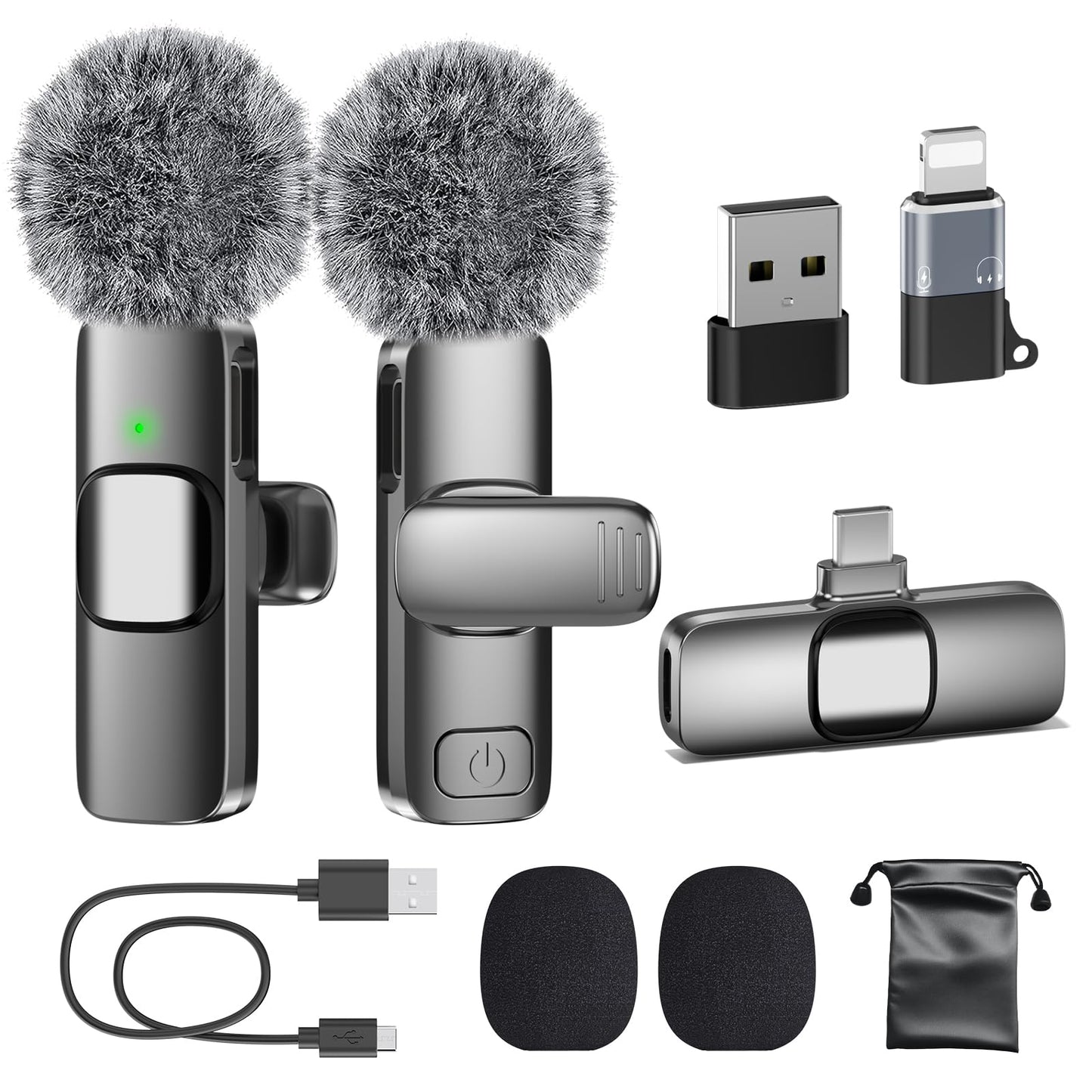 PoP voice USB C Mini Microphone for iPhone 16/15/14/Android, Wireless Lavalier Microphone with Noise Reduction, Lapel Lav Mic for Vlog YouTube TikTok