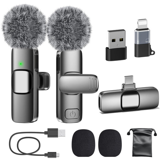 PoP voice USB C Mini Microphone for iPhone 16/15/14/Android, Wireless Lavalier Microphone with Noise Reduction, Lapel Lav Mic for Vlog YouTube TikTok