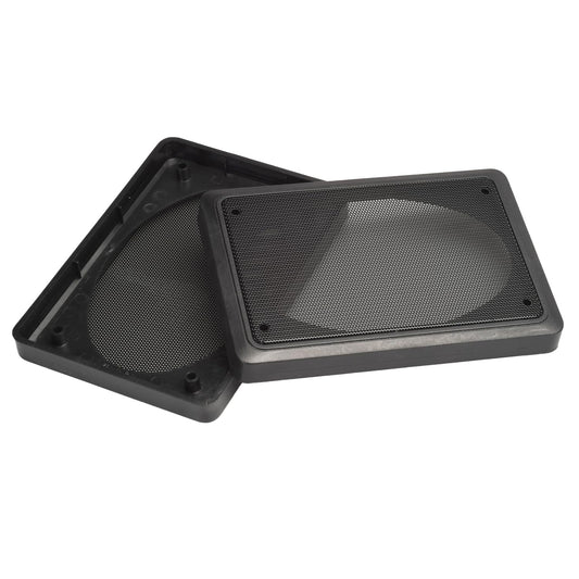 Speaker Grill Covers, 4 x 6 Inches, Black Satin A.B.S. Finish with Metal Mesh, Rectangular Shape, Pair