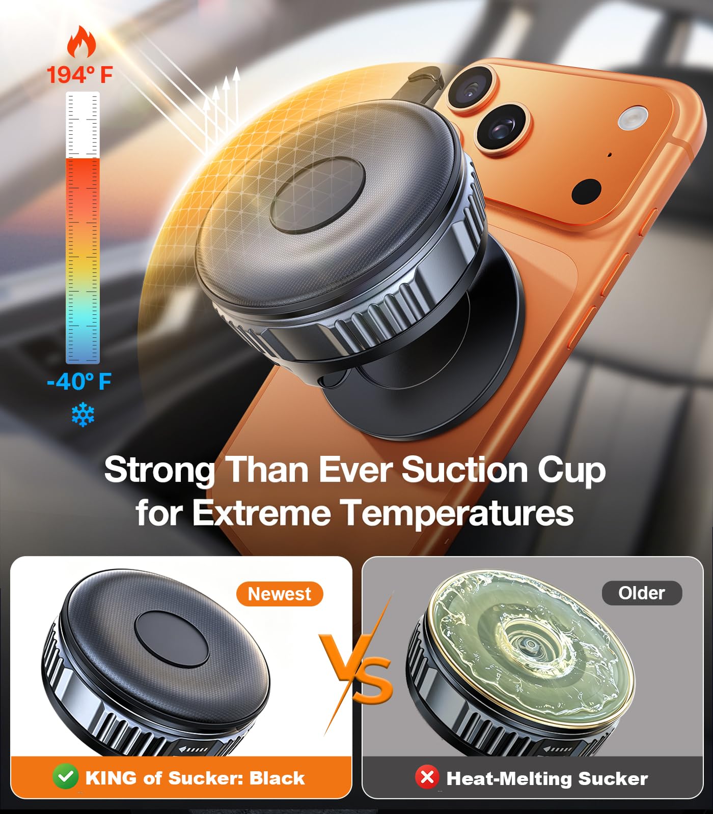 VICSEED Ultimate for Magsafe Car Mount [98+LBS Strongest Suction] 360° Vacuum Magnetic Phone Holders for Your Car Metal Arm Foldable Cellphone Mount